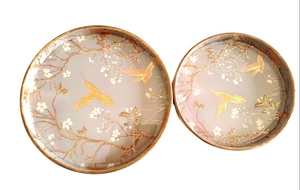 Plateau de service rond élégant en MDF recouvert d'émail pour boissons et apéritifs en bois pour toutes les occasions et affichage des aliments - Product Image 5