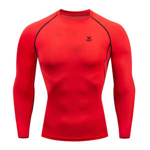 Alta calidad 1 poliéster Spandex hombres gimnasio compresión camisas Pakistán hecho Color sólido compresión camisas - Product Image 1