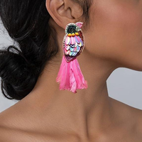 Boucles d'oreilles en forme d'oiseau perlé multicolore faites à la main légères bijoux inspirés des plumes pour femmes et filles par glowin fashion