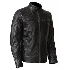 Veste en cuir noir pour homme avec poches avant fermeture éclair et manches longues - Product Image 3
