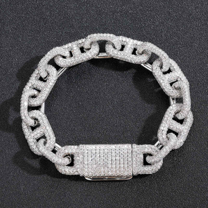 Pulsera de diamante de eslabones cubanos de Hip Hop chapada en oro blanco con personalización personalizada para hombres-Joyería de fiesta - Product Image 3