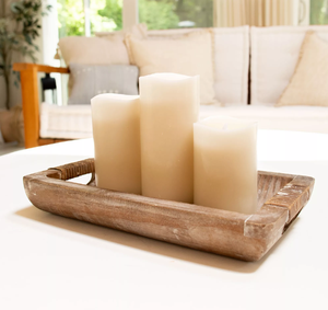 Portavelas de masa de madera Granja Cuenco tallado a mano de madera Soporte de vela Cuenco de masa de madera de calidad impresionante - Product Image 1