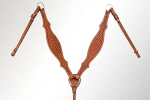 Western Bridle Horse Tack Barred Leather Trail Pleasure avec rênes Headstall Collier de poitrine par marque - Product Image 2