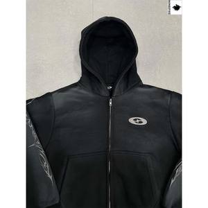 เสื้อฮู้ดผ้าคอตตอนหนาสำหรับผู้ชายผ้าคอตตอนเทอร์รี่มีฮู้ดผ้าปะติดที่กำหนดเองได้ - Product Image 6