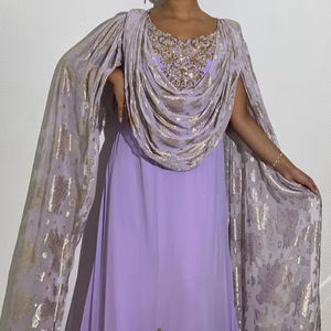 2025@Beautiful Algerian <b>Light</b> sky Blue Chaoui Caftan Dress with embellished Crystal glass beads, Dabka, Pearls work for Wedding - Product Image 1