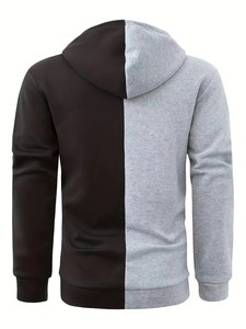 OEM Sweat-shirt à capuche unisexe de haute qualité en molleton de coton bicolore avec fermeture éclair complète et col à capuche imprimé bouffant - Product Image 2