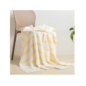 100% Cotton Comfortable <b>Muslin</b> Throw Blanket Elegant & Ultra-Soft Striped <b>Swaddles</b> Blankets Kids & Adults Use High Quality Soft - Product Image 1
