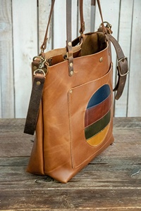 กระเป๋าโท้ทหนังแท้รุ่นลิมิเต็ดทำมือเปิดด้านบนปักโลโก้สีปรับแต่งได้คุณภาพสูงใช้ทุกวัน - Product Image 3