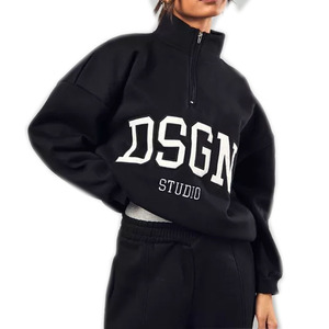 Ecológico tejido no tejido transpirable para la temporada de invierno Eco mujer nueva moda manga larga Color sólido sudaderas con capucha con forro polar - Product Image 3