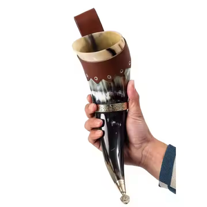 Corne à boire EN Vente chaude pour les bars de restaurants Chher up Drinking Corne polie en cuir marron pour les fêtes Fournitures - Product Image 3