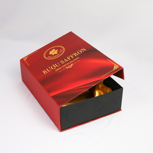 Caja de vino plegable magnética roja personalizada, embalaje de regalo rígido de Vietnam con logotipo elegante hecho a mano y suministro de pedidos a granel - Product Image 4