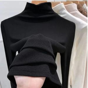 Camiseta Interior de Punto con Cuello Medio Alto, Forrada de Felpa, Gruesa, para Hombre, Moderna, para Otoño e Invierno, Versátil, 100% Algodón - Product Image 5