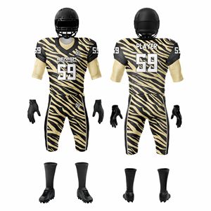 Ensemble d'uniformes de football américain personnalisés entièrement sublimés, tissu respirant, pantalon, maillot, tenue d'équipe adulte, sans manches, séchage rapide - Product Image 1