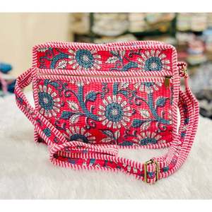 Bohemian Style Lotus Sling with <b>Single</b> Strap Zip Closure and Floral Decoration - Product Image 3