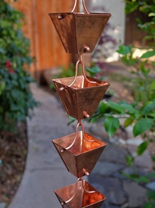 Chaîne de pluie de tasse carrée en cuivre pur caractéristique de l'eau élégante décor de jardin alternative de tuyau de descente extérieur - Product Image 2