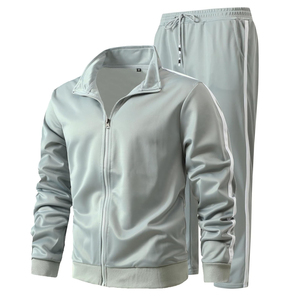 Ensemble de survêtements pour hommes de nouveau design veste et pantalon à col montant de coupe régulière avec logo personnalisé en gros vert olive tenue décontracté pour hommes - Product Image 2