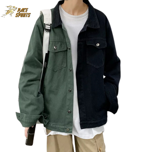 แจ็กเก็ตยีนส์สำหรับผู้ชายเสื้อแจ็กเก็ตยีนส์ผ้าคอตตอนสองสี100% ดีไซน์ตามสั่งสไตล์ไฮสตรีทขายดีแนวสตรีท - Product Image 2