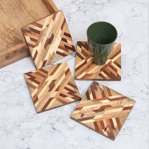 Posavasos de madera de fabricante, posavasos de palé de madera negro cuadrado de Acacia personalizado para Decoración de mesa - Product Image 2
