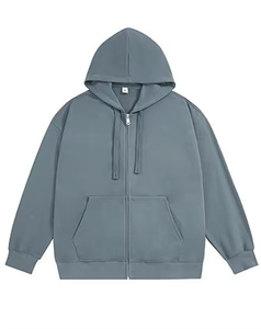 Sweat à capuche à fermeture éclair intégrale, imperméable, surdimensionné, léger, lavé, respirant, décontracté, vêtement d'extérieur personnalisé, poids lourd, 100% - Product Image 3