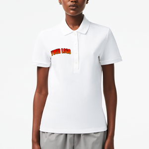 2025 chandails en polyester de coton décontractés pour femmes de luxe personnalisés unis blanc solide pour t-shirt polo avec tissu à boutons - Product Image 1