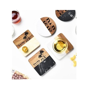 Elegant round Wood <b>Marble</b> & Stone <b>Coasters</b> for Home & Office Stylish Restaurant & Hotel Mats & Pads Decorative - Product Image 1