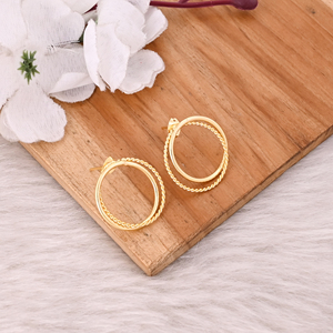 Yellow Gold Plated Brass Stud Earrings Handmade Minimalist Women's Anniversary Gift Jewelry - Product Image 3