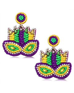 Pendientes de cuentas de cristal con diseño de Mardi Gras, bordados a mano con cuentas de lujo, para mujeres y niñas - Product Image 3
