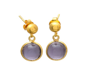 Boucles d'oreilles en argent Sterling 925, améthyste Hydro gemmes, forme ronde, nouvel arrivage - Product Image 1