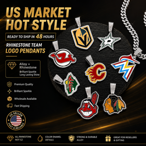 Collar con colgante de equipo de fútbol hip hop de fábrica, de aleación con pedrería, cadena cubana, venta al por mayor para hombres - Product Image 1
