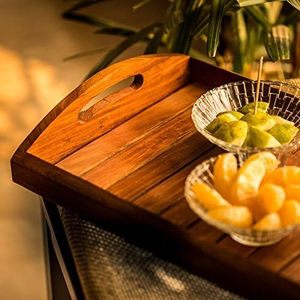 Bandeja para servir de madera Rectangular de latón AK con asa en color nogal, bandeja personalizada para utensilios de cocina/vajilla - Product Image 2
