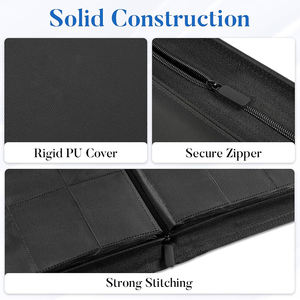 Бейсбольная папка с 9 карманными картами и застежкой-молнией, оптовая продажа, 360 + емкость, персонализированный кожаный альбом - Product Image 3