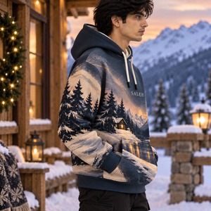 Christmas Inspired Custom Unisex Hoodies Winter Pullover Sweatshirt 100%Cotton Fleece Breathable OEM Clothing Manufacturer - Product Image 3
