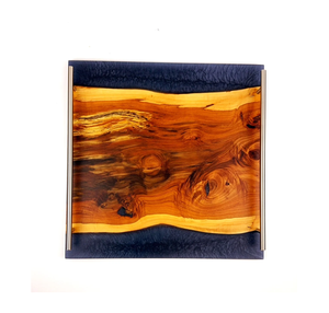 Wood & Resin Serving Tray <b>Green</b> <b>Color</b> Modern Design Handmade Kitchen organizer Resin Tray - Product Image 2