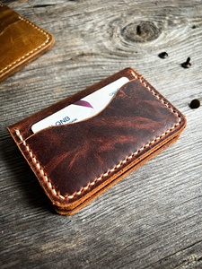 Cartera delgada de cuero para hombre, cartera minimalista L, tarjetero de grano completo, bolsillo frontal, tarjetero pequeño, 2017 - Product Image 5