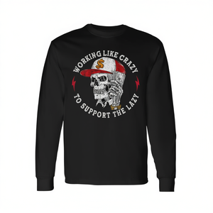 Maglietta a maniche lunghe con design scheletro in azione, articolo promozionale per persone pigre - Product Image 2