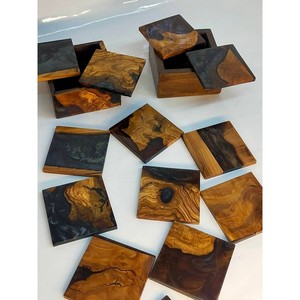 <b>Top</b> Quality Customize Coaster Customized Acacia Wood Epoxy <b>Resin</b> coaster for Glass Cup Mug for Home and Office Uses - Product Image 3
