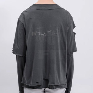 Sweat-shirt décontracté pour homme en coton 100% de haute qualité, respirant, effet usé, pour l'hiver - Product Image 2