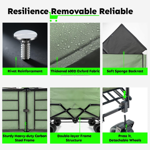 Portable pliant pique-nique Camping Wagon chariot Camping en plein air chariot de plage pliable chariot plage Wagon chariot à main avec roues - Product Image 6