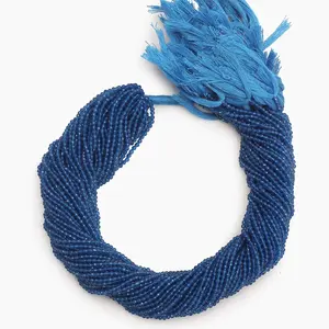 100% perles de pierres précieuses bleues de haute qualité perles à facettes rondes collier de pierres précieuses disponibles en quantité en vrac du fournisseur indien - Product Image 1