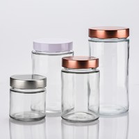 Frasco de Vidrio Transparente Reutilizable de Boca Ancha con Tapa Hermética para Almacenamiento de Alimentos en Conserva y Mermelada