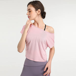 T-shirt court à manches courtes en coton écologique à séchage rapide, col rond, uni, pour l'été, avec tissu de 220 g pour femmes - Product Image 4