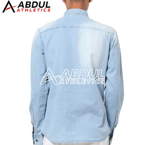เสื้อเชิ้ตยีนส์ผู้ชายผ้าฝ้ายสั่งทำโลโก้ขายส่ง ระบายอากาศได้ดี เหมาะสำหรับกิจกรรมกลางแจ้ง - Product Image 2