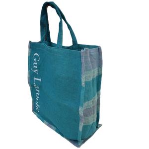 Sac shopping écologique élégant en jute coton mélangé avec impression personnalisée export direct de l'usine du Bangladesh - Product Image 1