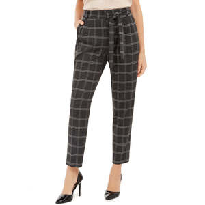 Calvin Klein Pantaloni a Gomito da Donna a Quadri con Cintura, Vestibilità Slim, Vita Alta, Antipiega, Traspiranti, Stile da Ufficio, Taglia 12, Argento - Product Image 1