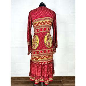 Recycled Vintage Silk Sari <b>Robe</b> Boho Floral Print Dressing Gown <b>Beach</b> Coverup or Bridesmaid Anniversary Gift - Product Image 3