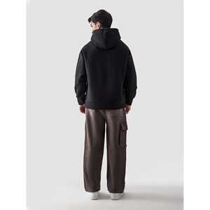 Sudadera con Capucha Negra 100% Algodón, Tejido de Punto - Product Image 5