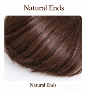 วิกผมบ๊อบทรงเห็ดทำจากผมแท้ 100% สีน้ำตาล วิกผมบ๊อบสั้นพร้อมหน้าม้าตรงธรรมชาติสำหรับผู้หญิง - Product Image 5