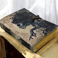 Journal en cuir A5 DND fait à la main, art de la médiévaille sombre, carnet d'art, carnet de croquis vintage, grimoire de sorcière, livre des ombres