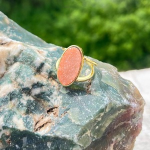Anillo ajustable chapado en oro de 18k con drusa de azúcar brillante, forma ovalada, piedra preciosa natural, joyería artesanal de moda para regalos de boda. - Product Image 2