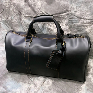 Custom Logo Luxury Multipurpose Foldable Genuine Leather Duffel Bag with Zipper High Quality Large Capacity Travel <b>Luggage</b> - Product Image 1